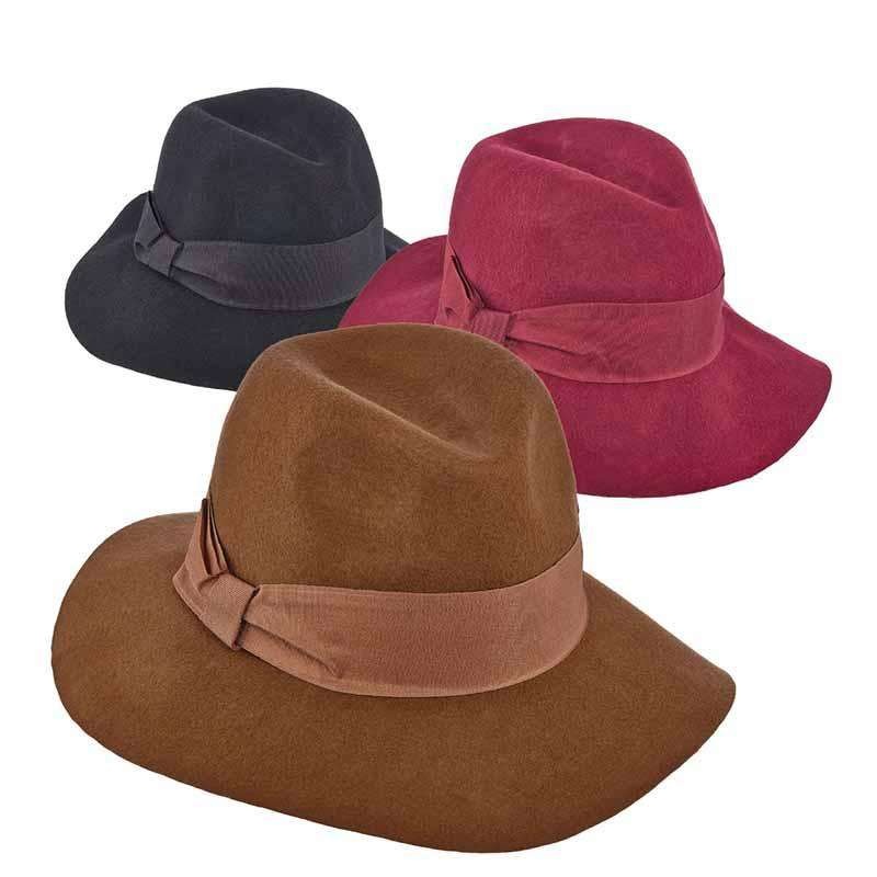 Wool Felt Floppy Brim Fedora Hat – Scala Collezione Black