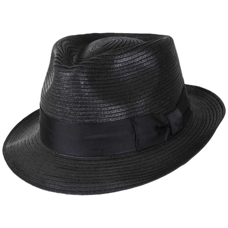 Alessandro Toyo Braid Fedora Hat BLACK S