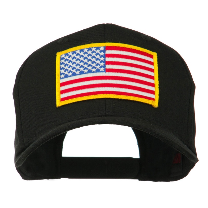 American Flag Patched High Profile Cap Black One Size