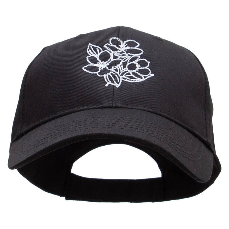 Black and White Flowers Embroidered Low Profile Structured Cap Black One Size