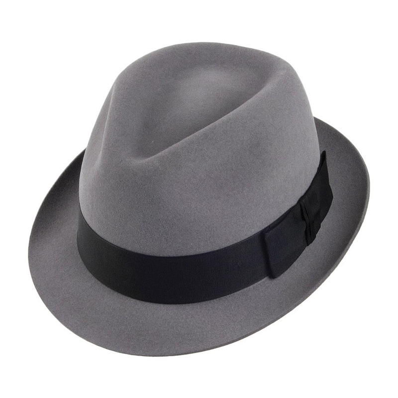 Christys Hats Pinch Vegas Fur Felt Trilby Hat – Light Grey 55