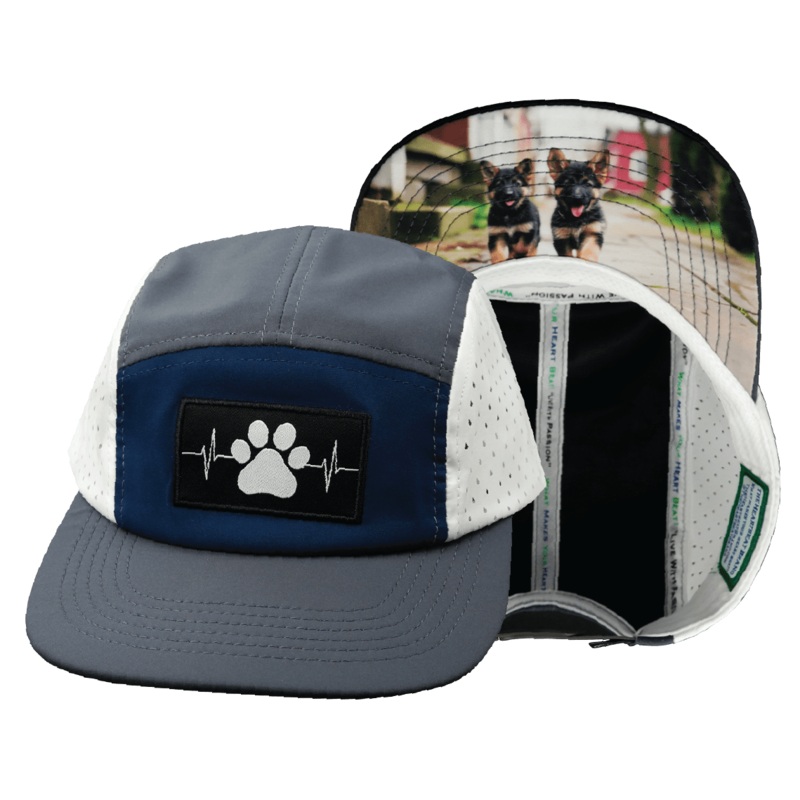 Dog Hat – 5 Panel – Charcoal / Navy / White – Laser Mesh