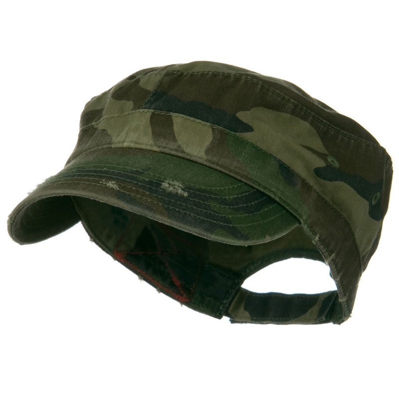 Enzyme Frayed Army Caps Camo One Size