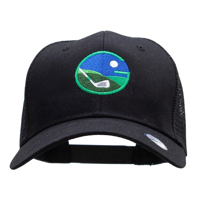 Golf Emblem Embroidered High Profile Mesh Cap Black One Size