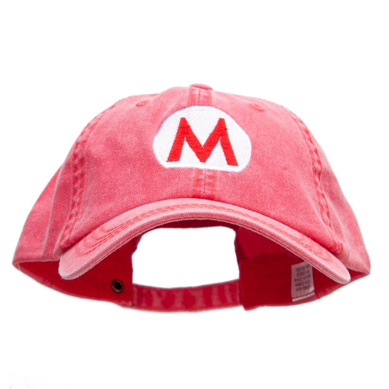 Mario Luigi Embroidered Big Size Washed Pigment Dyed Cap Red XL-3XL