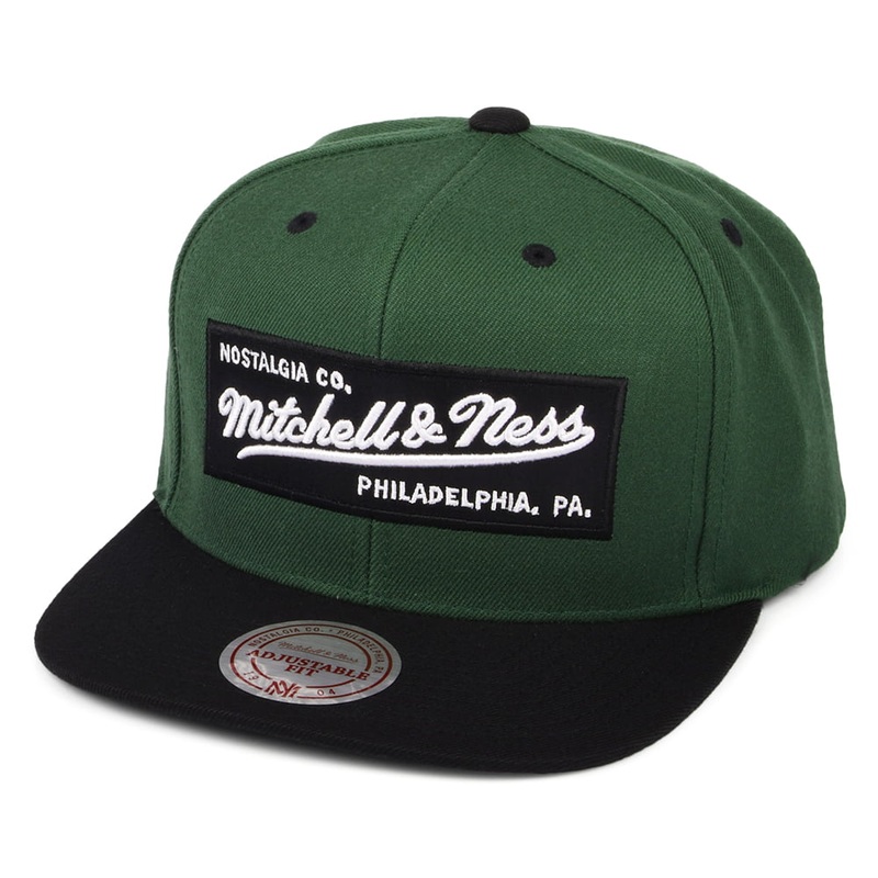 Mitchell & Ness Box Logo Snapback Cap – Olive-Black Adjustable