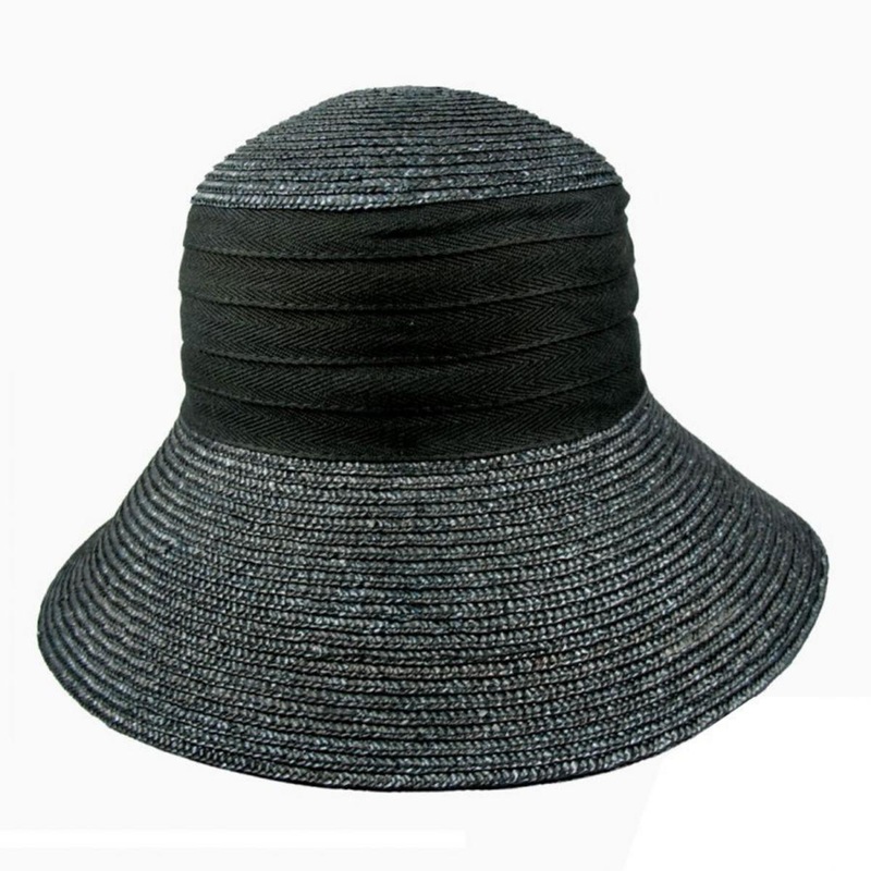 Packable Wheat Straw Sun Hat BLACK ONE SIZE FITS MOST