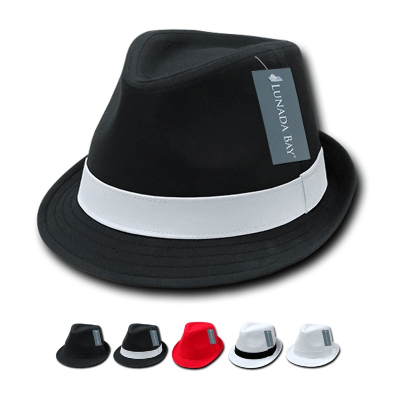 Poly Woven Fedora Hats – 553 Black/Black S/M