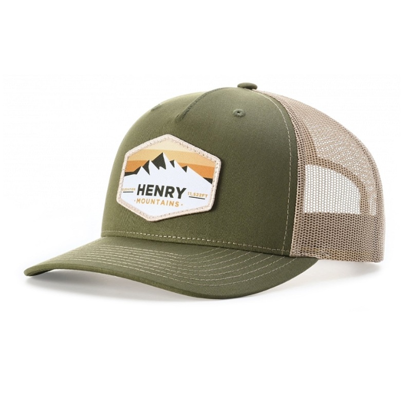Richardson 112FP 5-Panel Premium Trucker Snapback Hat Army Olive/Tan