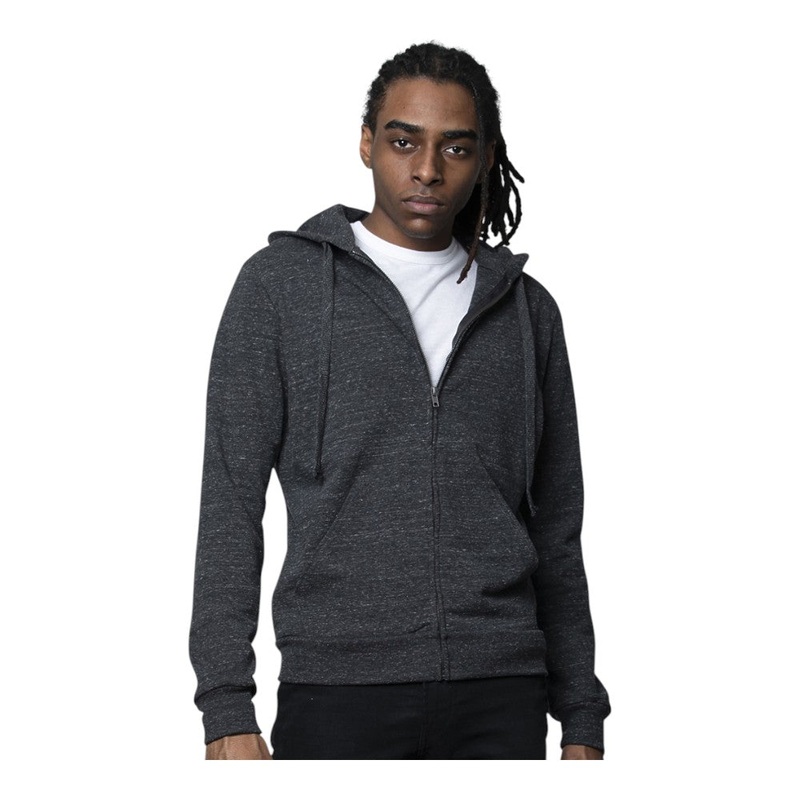 Royal Apparel 42100 Unisex Eco Triblend French Terry Full-Zip Hoodie Made in USA Eco Tri Charcoal XS