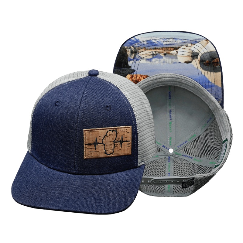 Tahoe Hat – Baseball Hat Fit – Heather Navy / Gray – Trucker Mesh