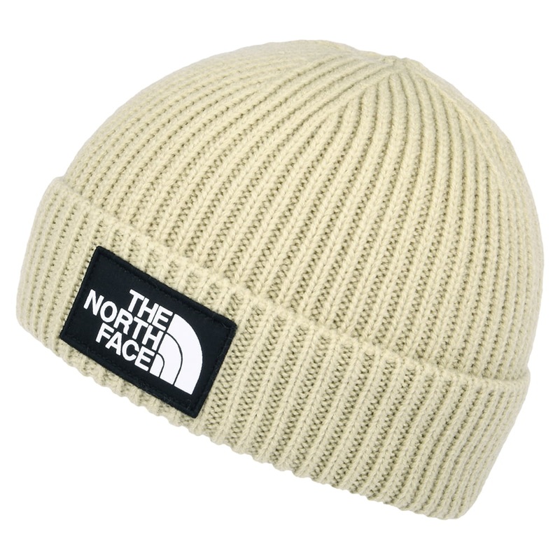 The North Face Hats TNF Logo Box Cuffed Fisherman Beanie Hat – Tan 1-Size