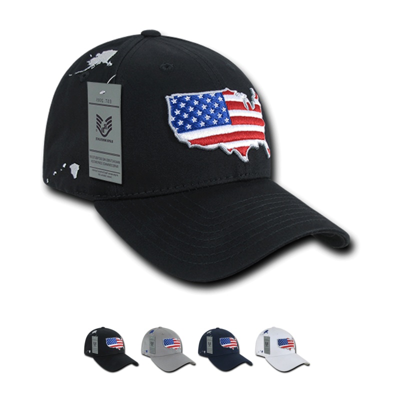 USA Flag Map Hat, The Globe – A04 Black