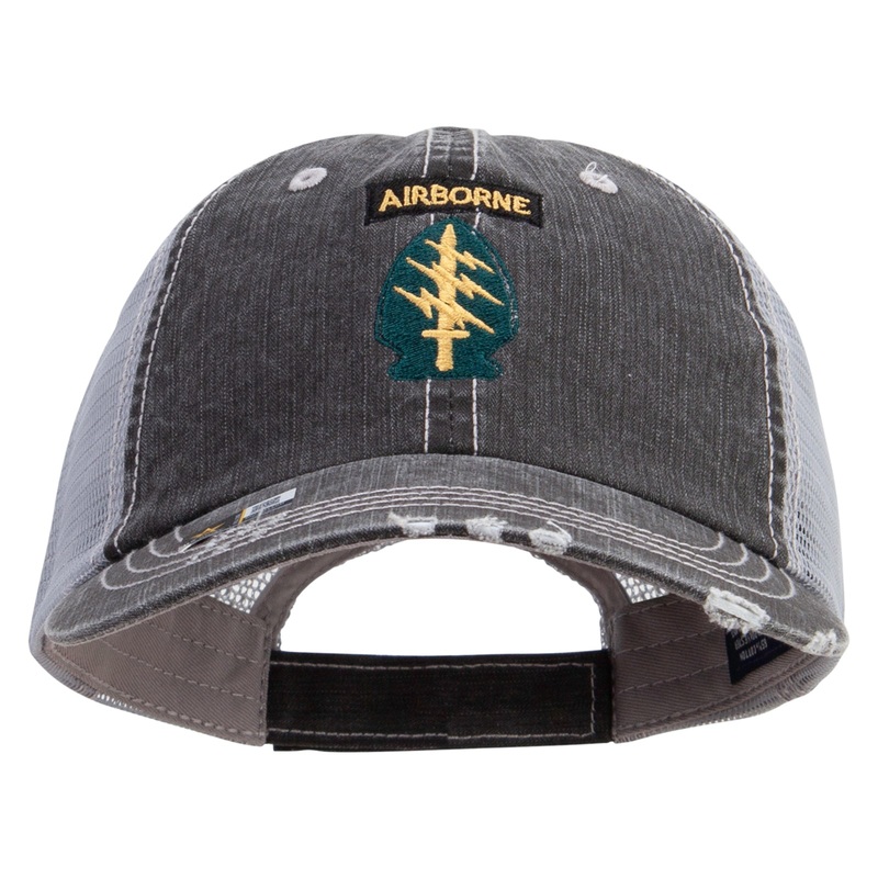 1st Special Forces Command Embroidered Low Profile Special Cotton Mesh Cap Black One Size