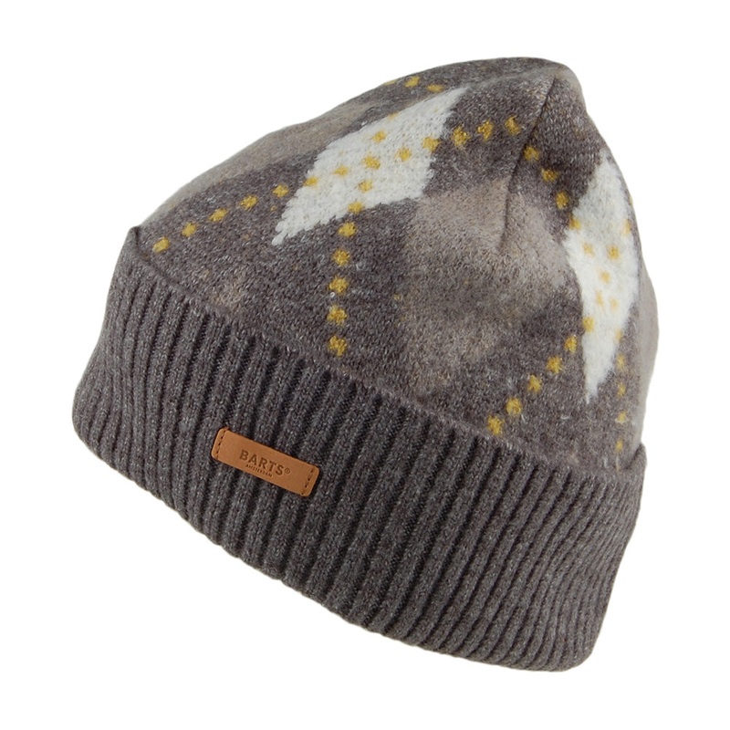 Barts Hats Eyvor Argyle Beanie Hat – Grey 1-Size