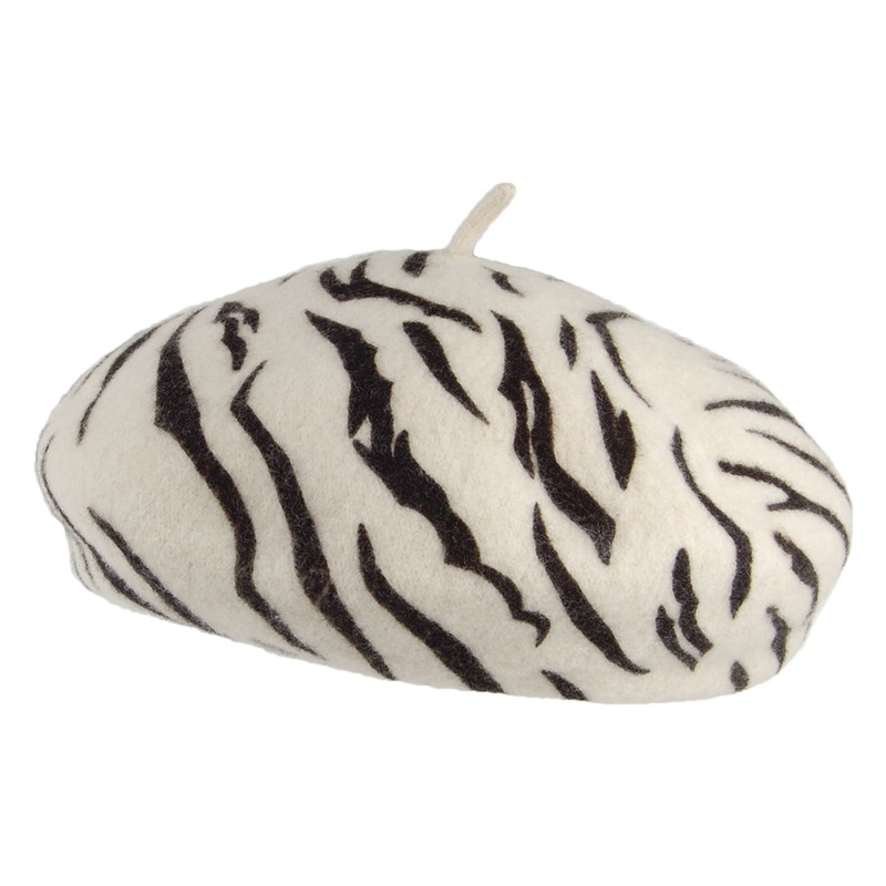 Brixton Hats Audrey Tiger Beret – White Small-56cm
