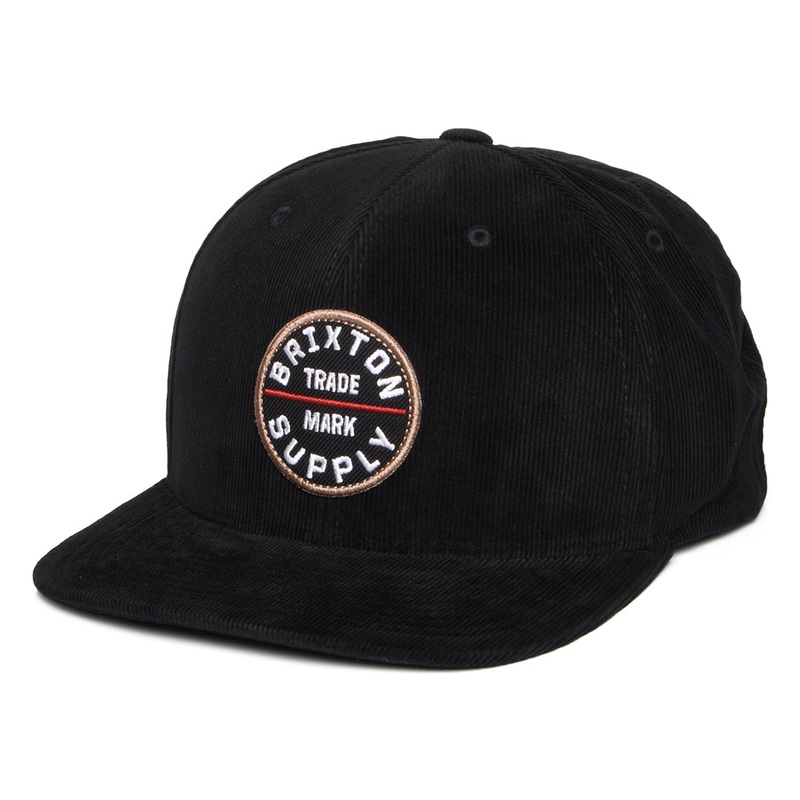 Brixton Hats Oath III Corduroy Snapback Cap – Black Adjustable