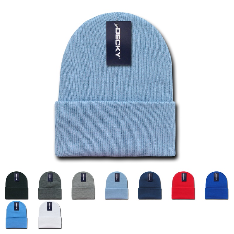 Decky KC Cuff Beanie, Long Knit Cap Sky