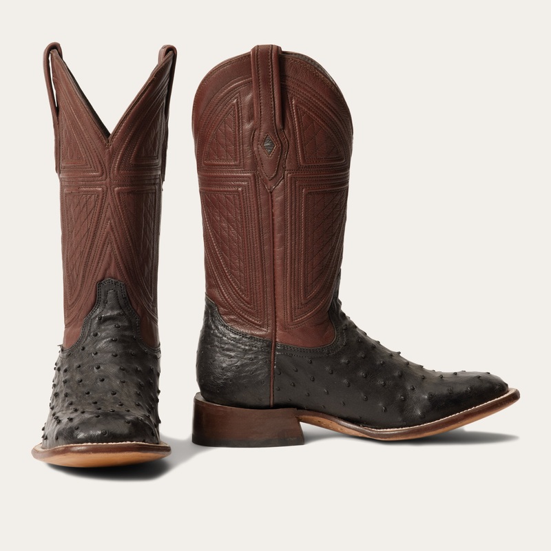 Dillon Ostrich Boots Black 7 D