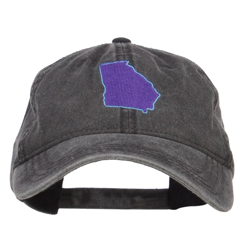 Georgia State Map Embroidered Washed Cap Black One Size