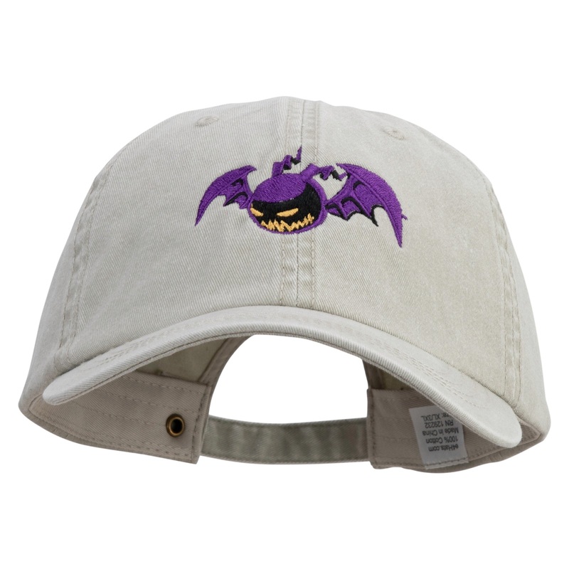 Ghostly Bat Embroidered Big Size Washed Pigment Dyed Cap Stone XL-3XL