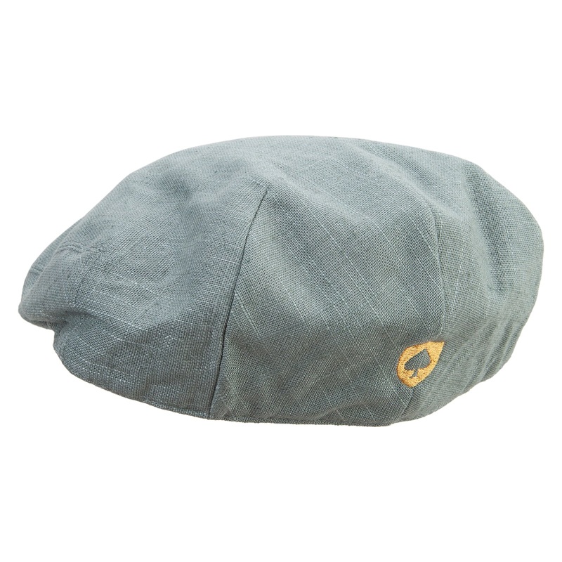 Gold Spade Shield Embroidered Big Size Men’s Linen Ivy Cap Slate XL-2XL