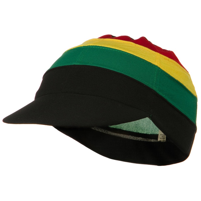 Multi Color Visor Spandex Beanie Cap Jamaican One Size