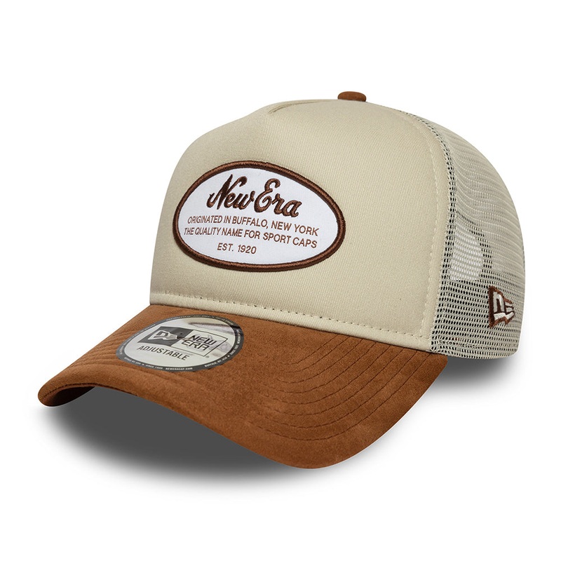 New Era A-Frame Trucker Cap – Oval Patch Suede – Stone-Tan Adjustable