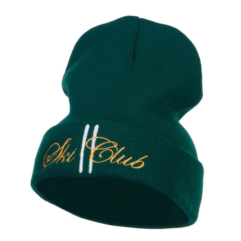 Ski Club Embroidered Long Beanie Dk Green One Size