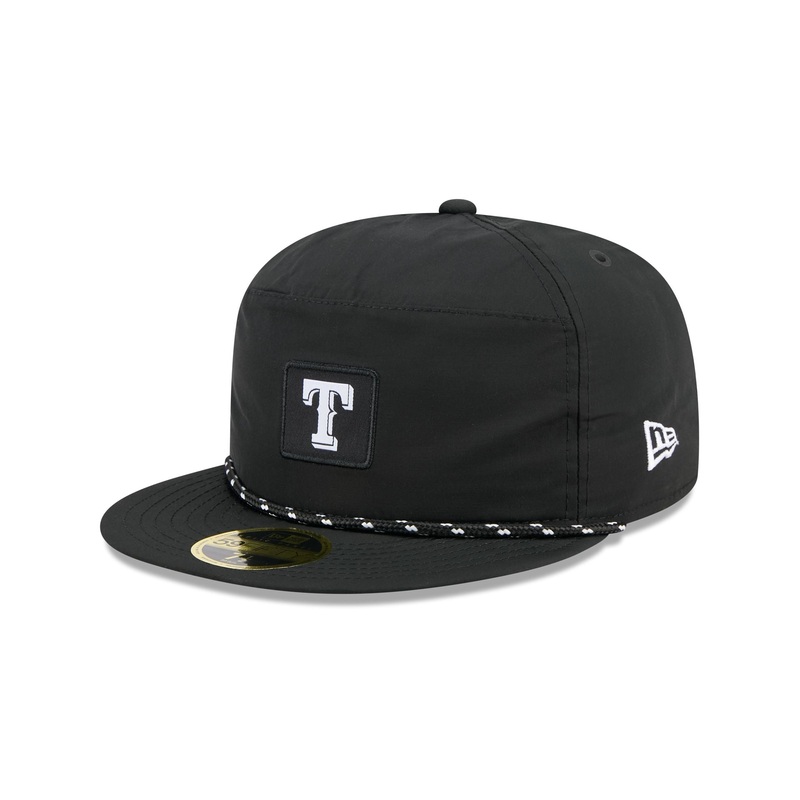 Texas Rangers Black Poly Rope Split Panel 59FIFTY Fitted Hat 7