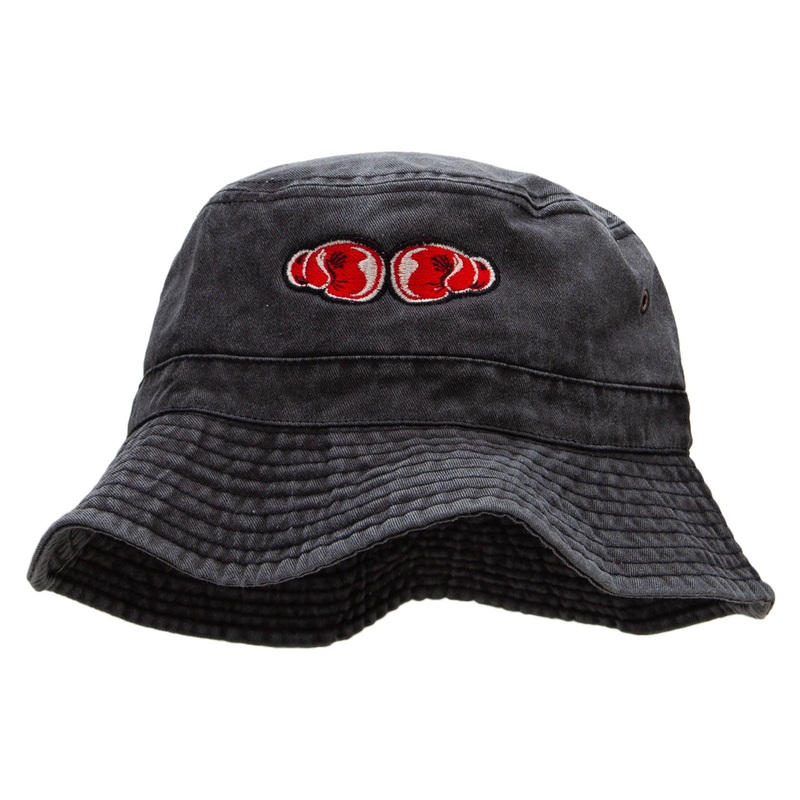 Touching Boxing Gloves Embroidered Bucket Hat Black One Size