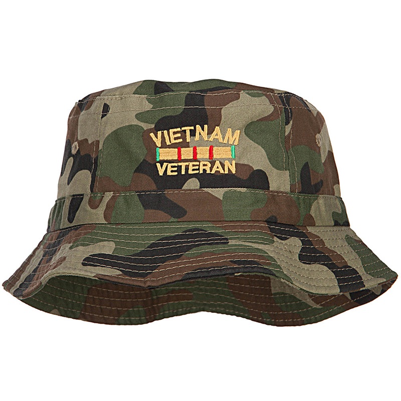 Vietnam Veteran Embroidered Bucket Hat Camo One Size