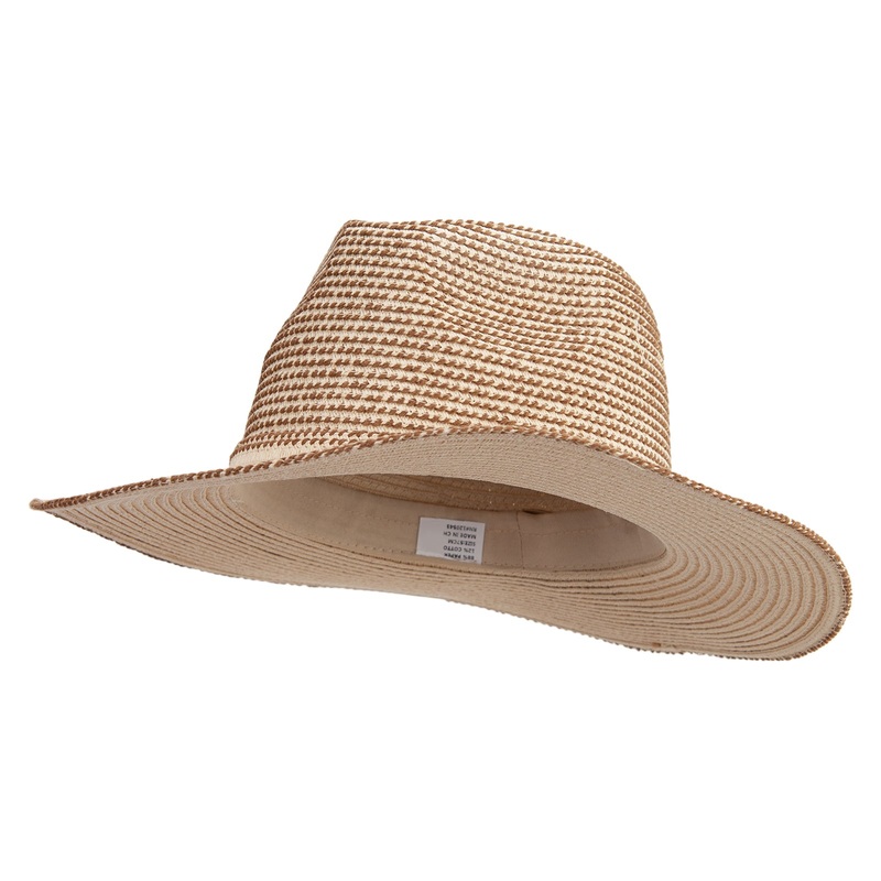 Women’s Cotton Overstitching Fedora Hat Brown One Size