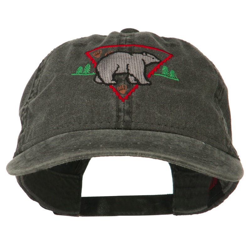 Black Bear Embroidered Washed Cap Black One Size