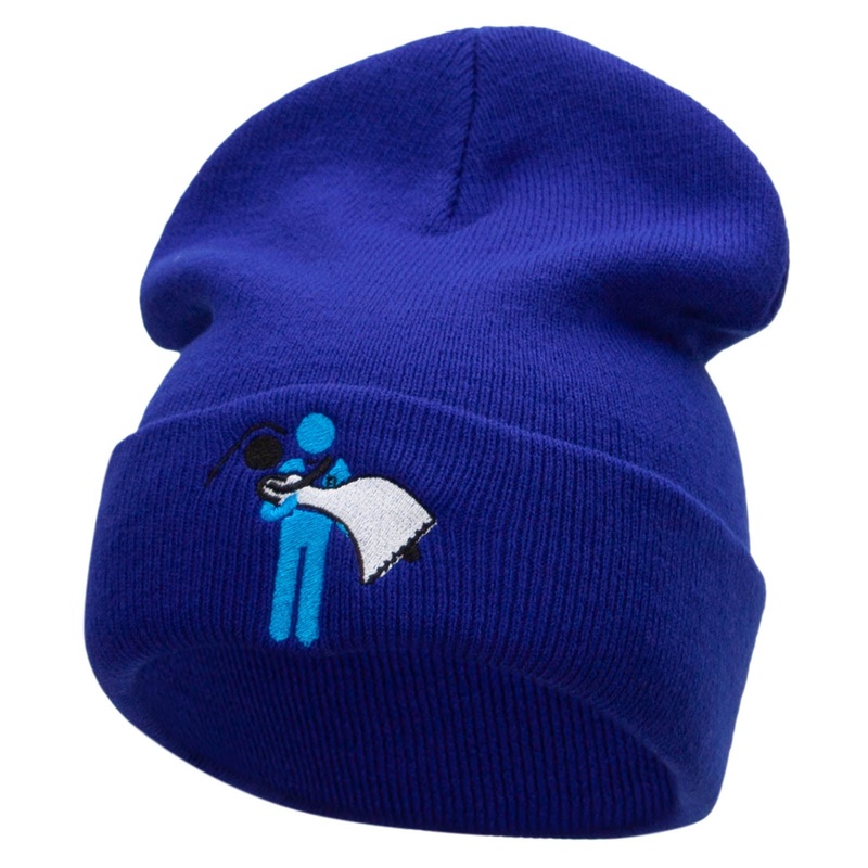 Carry The Bride Embroidered 12 Inch Long Knitted Beanie Royal One Size