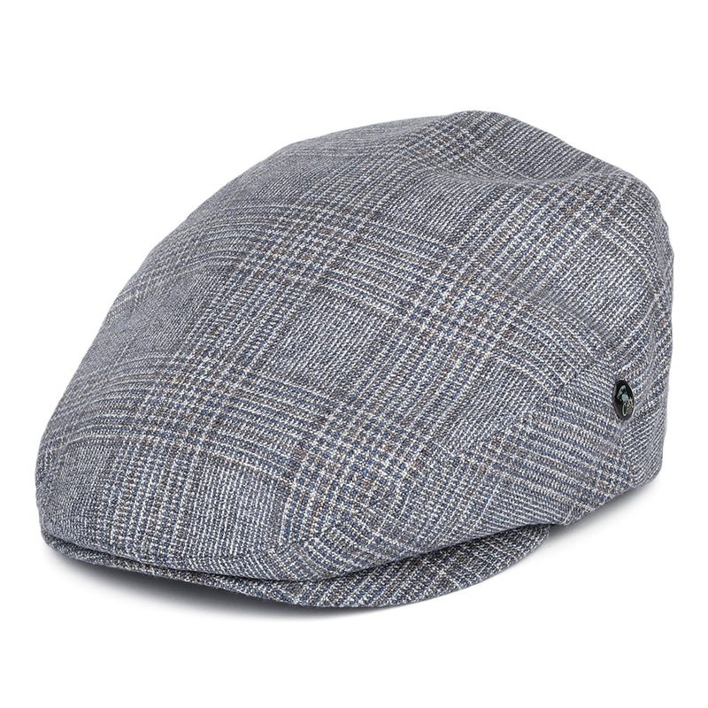 City Sport Prince Of Wales Check Silk-Wool Flat Cap – Blue-Brown S