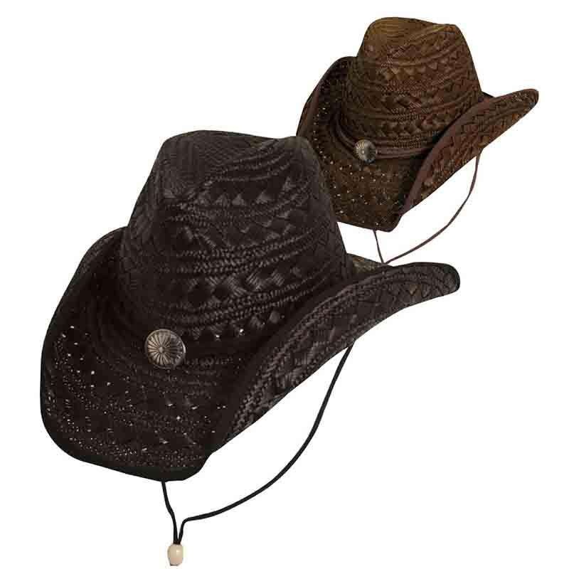 Fancy Weaved Dyed Rush Western Cowboy Hat – DPC Outdoor Black S/M