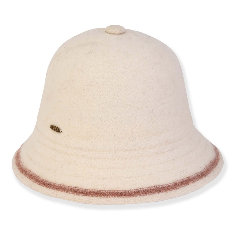 Fern Boiled Wool Pith Helmet with Button Top – Adora Wool Hats Ivory OS (57 cm)