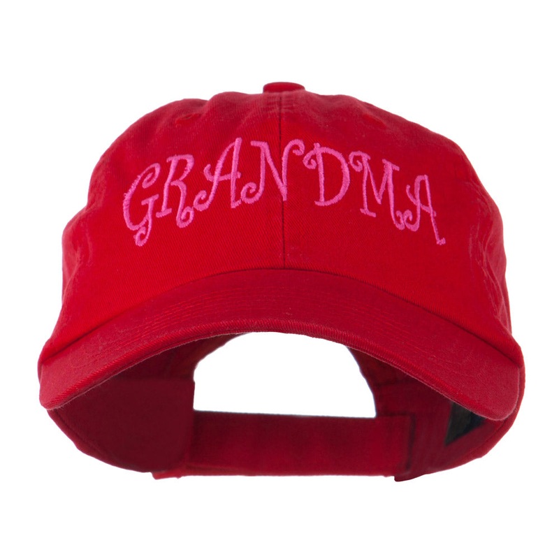 Grandma Embroidered Cap Red One Size