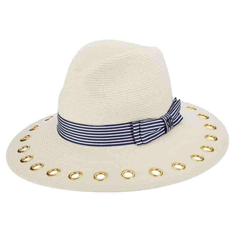 Nautical Stripe Band Safari Hat with Gold Grommets – John Callanan Ivory