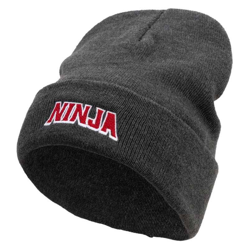 Ninja Embroidered Big Size Acrylic Long Beanies Heather Marled XL-3XL