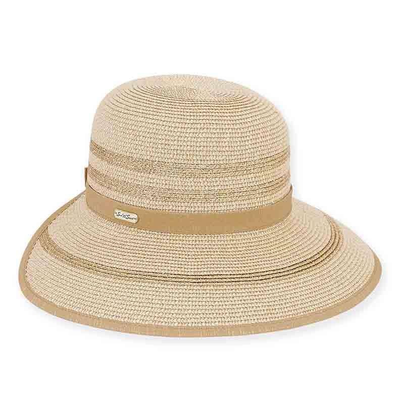 Ponza Sun Savor with Metallic Ribbon Trim – Sun ‘N’ Sand Hats Natural / Gold Medium (57 cm)
