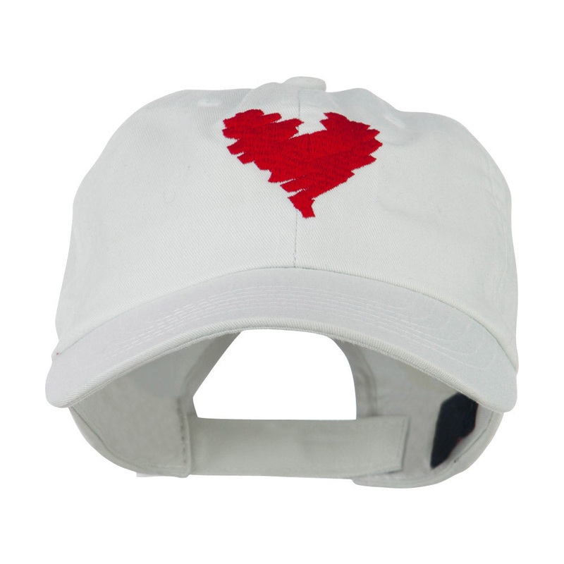 Scribbled Heart Embroidered Cap White One Size