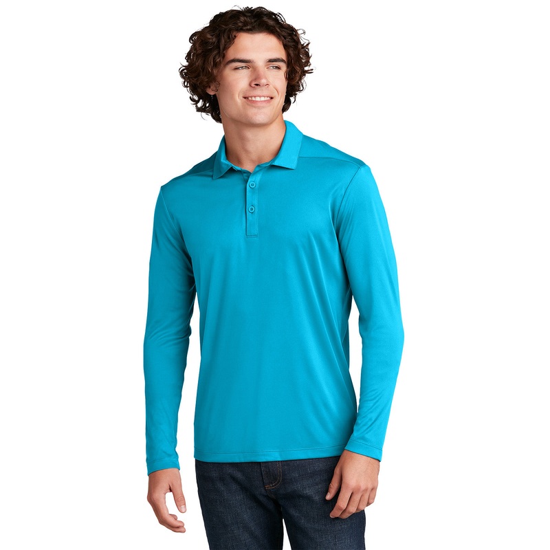 Sport-Tek ST520LS Posi-UV Pro Long Sleeve Polo Black XS