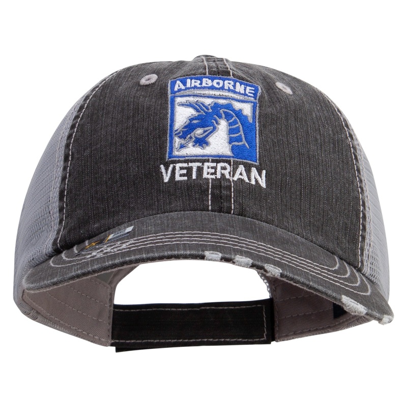 18th Airborne Corps Veteran Embroidered Low Profile Special Cotton Mesh Cap Black One Size