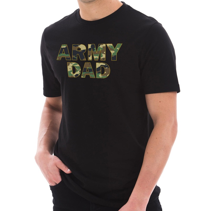Army Dad Camo Graphic Design Short Sleeve Cotton Jersey T-Shirt Black XS