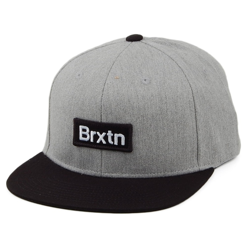Brixton Hats Gate III Medium Profile Snapback Cap – Grey-Black Adjustable