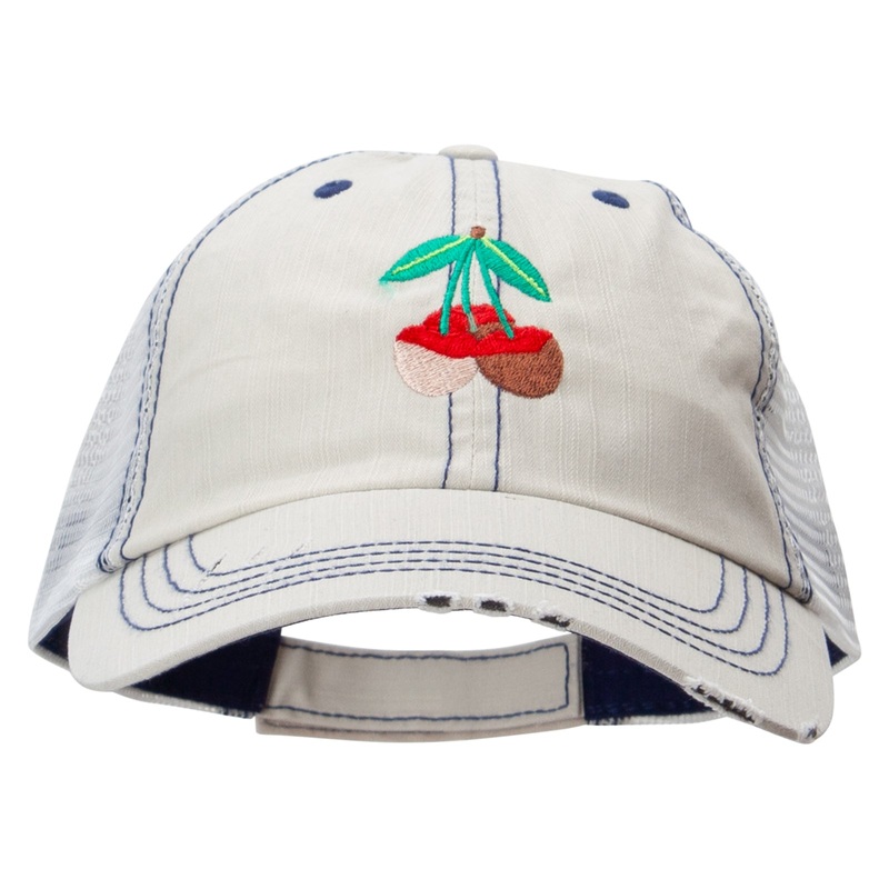 Chocolate Covered Cherry Embroidered Low Profile Special Cotton Mesh Cap Putty One Size