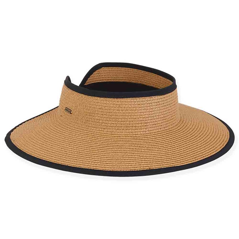 Del Mar Plata Roll Up Visor Hat with Printed Underbrim – Sun ‘N’ Sand Hats Tan OS