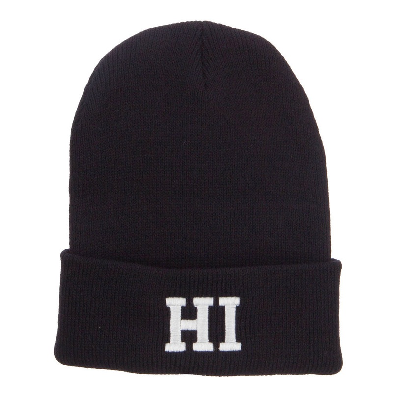 HI Hawaii State Embroidered Cuff Beanie Black One Size